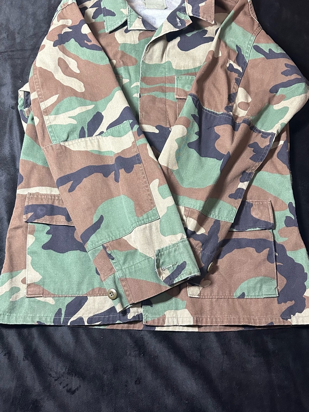 Men's Woodland Camo Military Field Jacket - Brown/Green